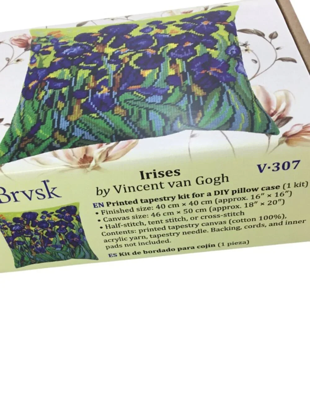 Needlepoint Kit Iris Irses Van Gogh Pillow V-307 Brvsk NIP Printed Canvas 16